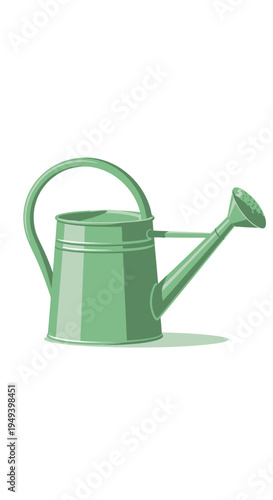 Green Watering Can Isolated on White Background.