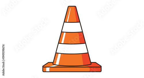 Orange Traffic Cone Illustration Isolated White.