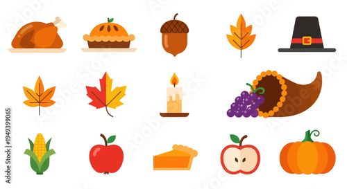 Thanksgiving icon collection illustration