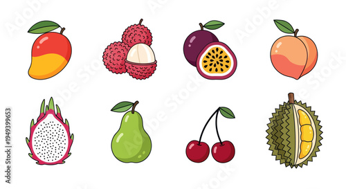Variety of colorful fresh fruits