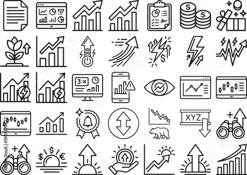 Market Energy and Performance Tracking Outline Icons