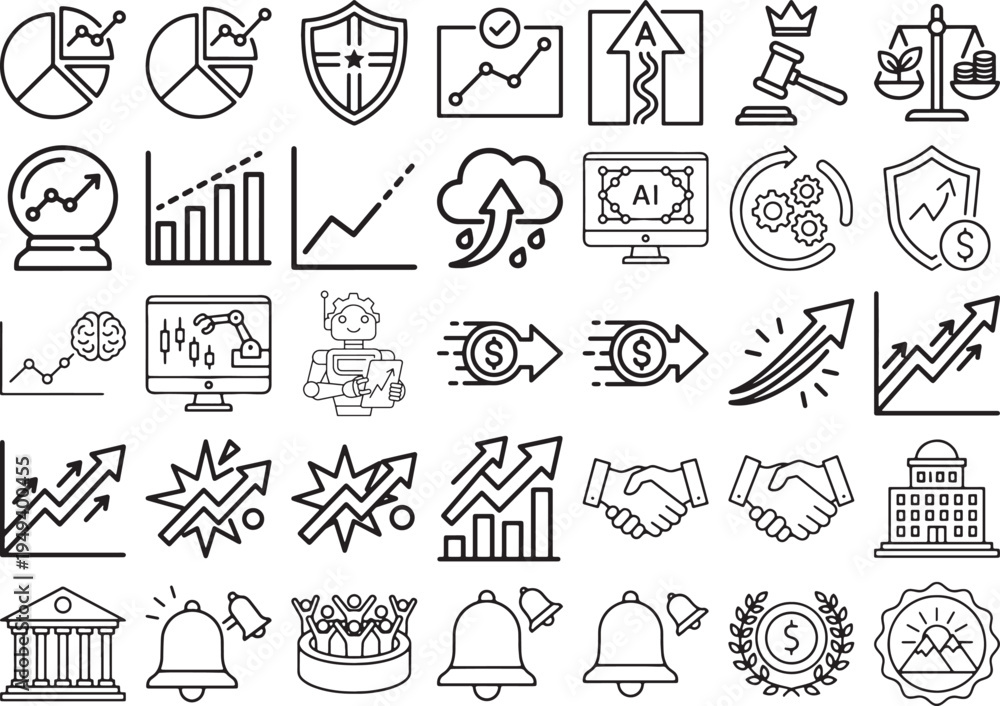 Fototapeta premium Artificial Intelligence and Advanced Trading Robotics Icons