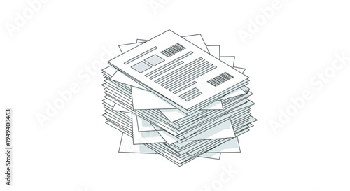 Accumulated stack of essential business documents, forms, and official paperwork representing office tasks