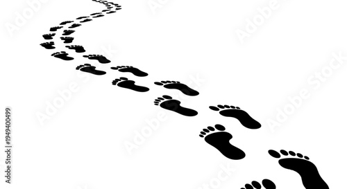 Conceptual Winding Footprint Path Illustrating the Journey of Life, Progress, and Personal Exploration