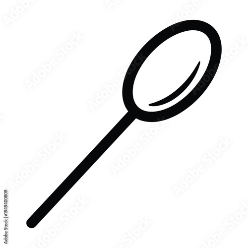 Simple Black Spoon Icon, Outline Spoon, Kitchen Utensil, Food, Dining, Cooking, Minimalism