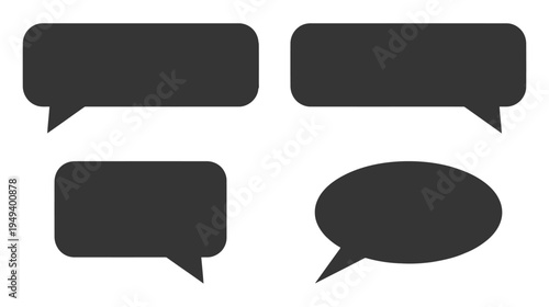 Set of dark gray speech bubble icons on white background, versatile for communication