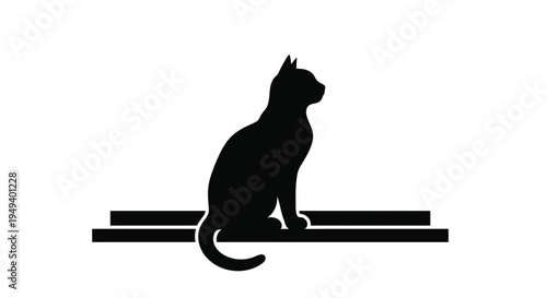 A black cat sits perched on a windowsill a striking silhouette