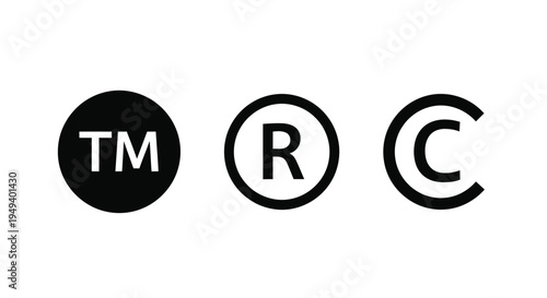 Trademark registered trademark and copyright symbols shown in black silhouette