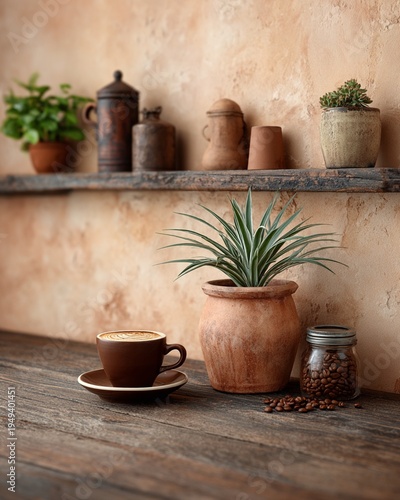 Wallpaper Mural Cozy Coffee Shop Interior with Vintage Decor and Plants Torontodigital.ca