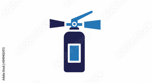 Blue Fire Extinguisher Flat Design Icon Isolated on White