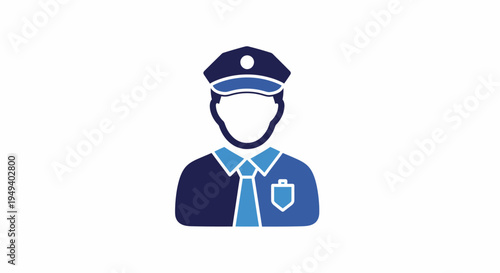 Police Officer Avatar Icon Flat Design Two Tone Blue Isolated on White