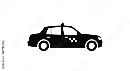 A black silhouette of a classic taxi cab on a white background silhouette