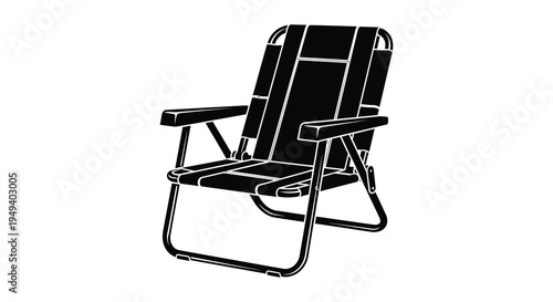 A stark black and white image depicting a folded beach chair highlighting its form as a silhouette high quality professional detailed