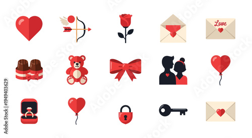 Valentines day icons love romance design