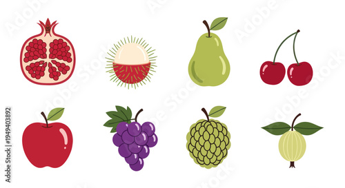 Variety of fresh fruits isolated on white