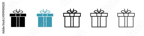 Gift box icons collection in black and blue colors