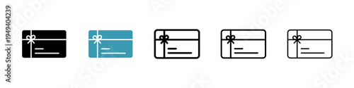 Gift card icons collection in black and blue colors