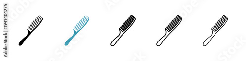 Hair brush icons collection in black and blue colors