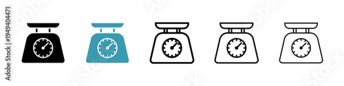 Kitchen scales icons collection in black and blue colors