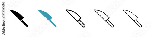 Knife icons collection in black and blue colors