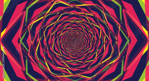 Vibrant geometric pattern with spiral design.