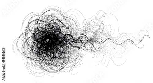 Black scribbles on white background forming chaotic pattern.