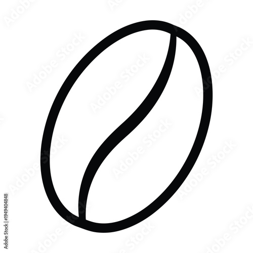 Simple Line Art Coffee Bean Icon on White Background
