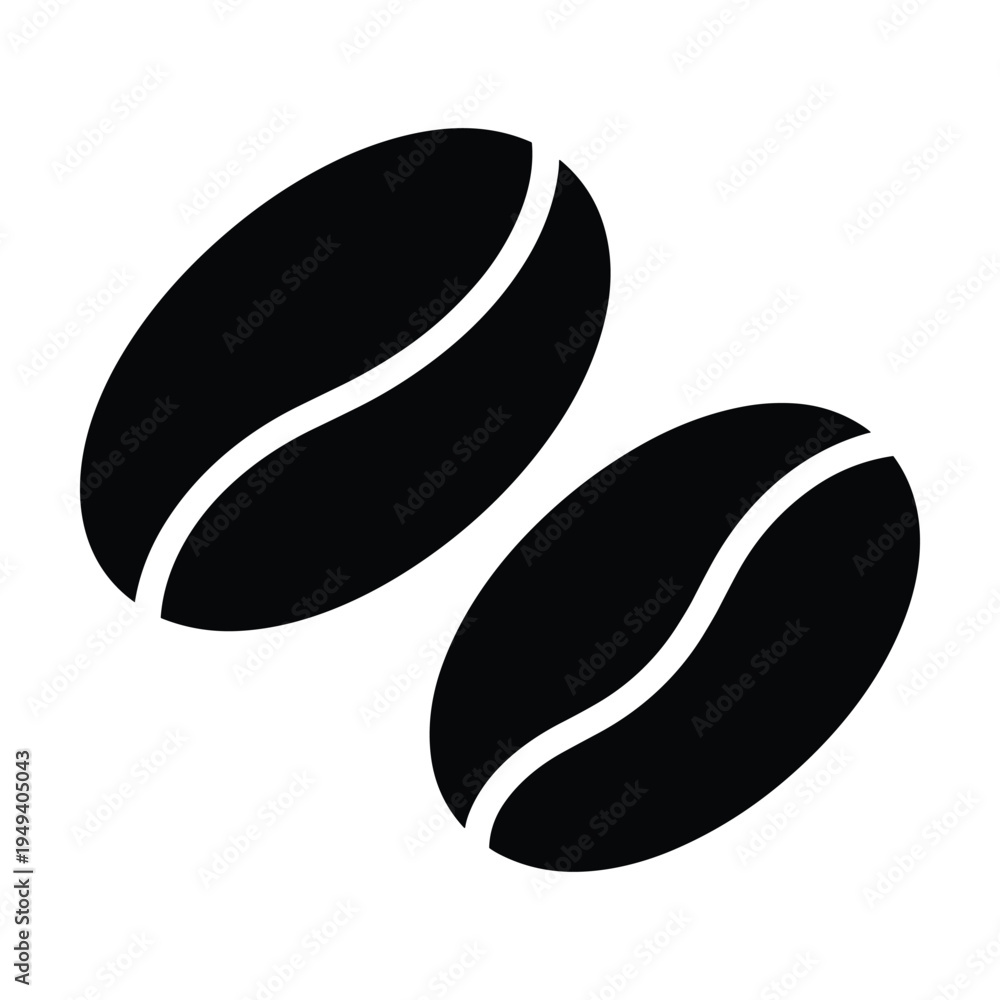 Fototapeta premium Two black coffee beans icon on a white background