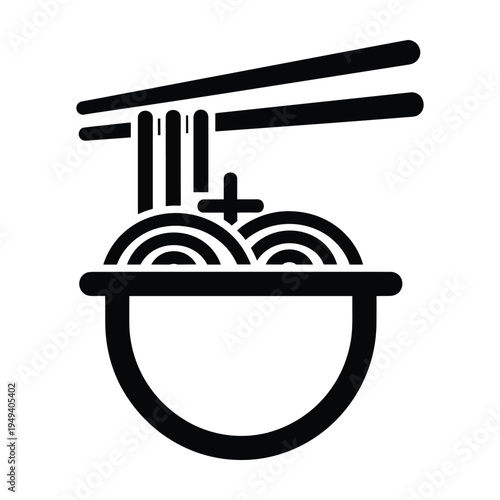 Chopsticks Holding Noodles in a Bowl Icon
