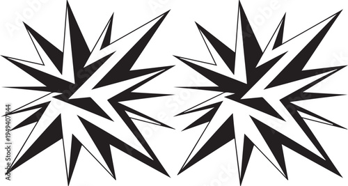Abstract Sharp Starburst Explosion Symbol in Modern Brutalist Style