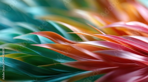 An artistic view of vibrant, flowing leaves styled in sweeping waves of color, evoking a sense of motion and creativity with their dynamic, organic patterns.