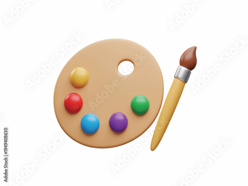 Colorfulpaintpalettewithbrushisolatedontransparentbackgroundforartdesign