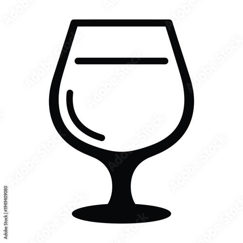 Simple Black Icon of a Brandy Snifter Glass