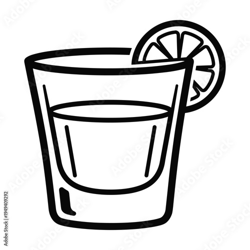 Minimalist Shot Glass with Lime Slice Icon