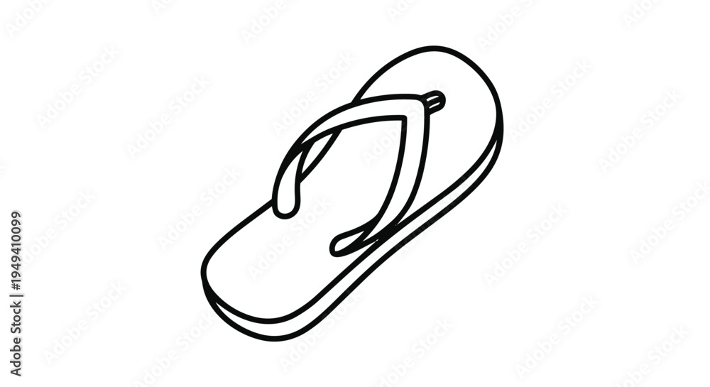 Fototapeta premium A simple line drawing of a flip flop on a for summer vacation or beach activities