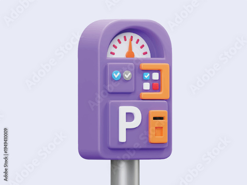 Parking meter with buttons and card reader on metal pole  urban parking solution