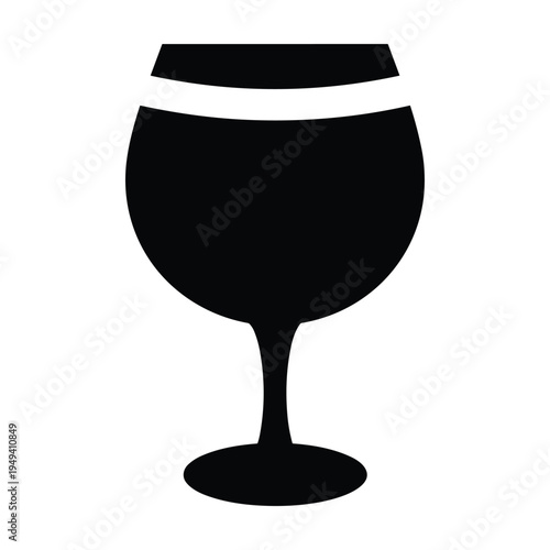 Black Silhouette of a Wine Glass Icon on White Background