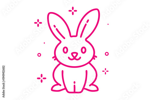 Fluffy white teddy bear cartoon illustration, simple line art, sweet and comforting