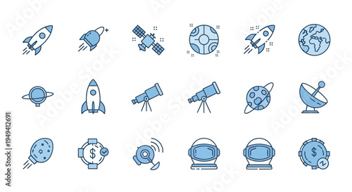 Space exploration icons and elements