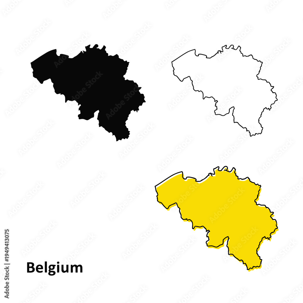 Obraz premium Belgium map vector illustration. country map set with black, outline, and color options