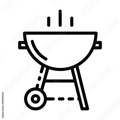 Barbecue grill icon, simple outline style, cooking food, outdoor parties, summer fun