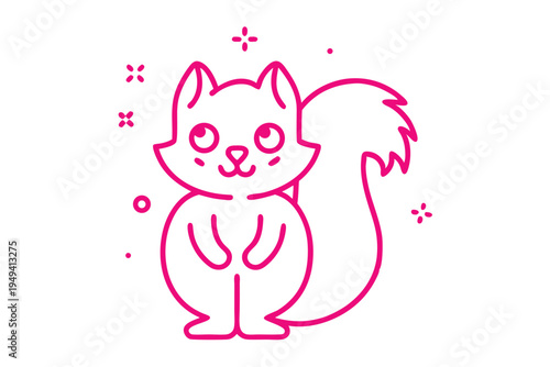 Fluffy white bunny rabbit cartoon illustration, simple line art, happy and cute