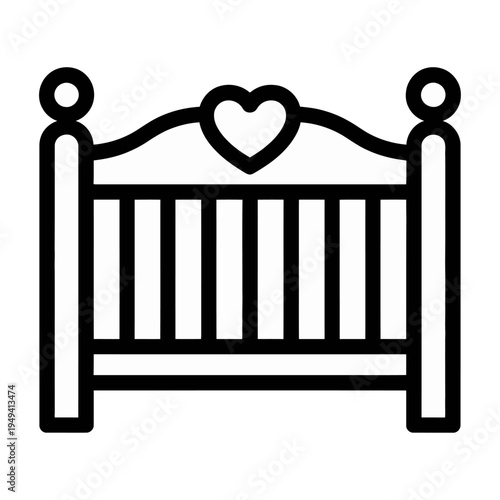 Vector of a baby crib with a heart design on top