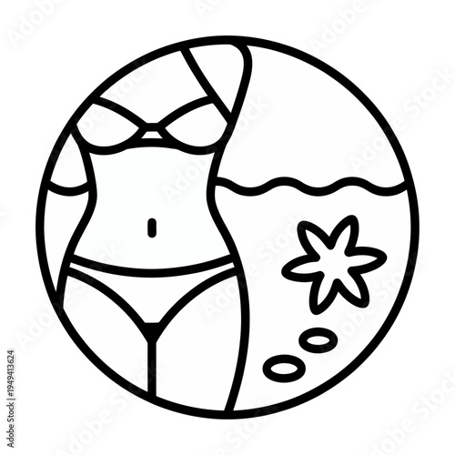 Vector of a woman in a bikini by the beach