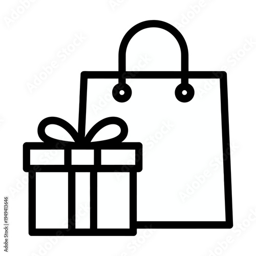 Vector of a shopping bag and a gift box with a ribbon