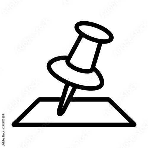 Vector of a pushpin tacked onto a flat surface
