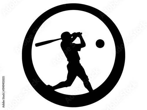 Ein Baseballspieler holt zum Schlag aus, während der Ball in einer Flugkurve dargestellt ist. Die Szene vermittelt Bewegung und typische Spielsituation.KI Generiert