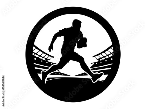 Ein Rugbyspieler rennt mit dem Ball in einer dynamischen Bewegung nach vorne. Das Motiv zeigt die physische Energie des Sports. KI Generiert