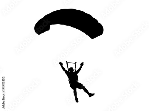 Ein Skydiver befindet sich im freien Fall mit ausgebreiteten Armen und Beinen. Die Szene zeigt die dynamische Bewegung eines Extremsports.KI Generiert