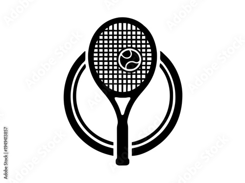 Ein Tennisschläger trifft einen Ball, der mit Bewegungslinien dargestellt wird. Das Motiv zeigt einen typischen Schlagmoment.KI Generiert